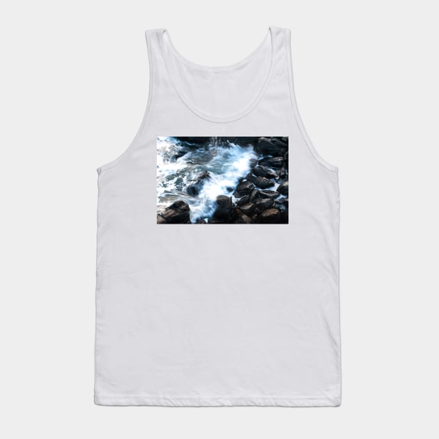 A wave breaks onto the rocks, Isle of Skye, Scotland Tank Top by richflintphoto